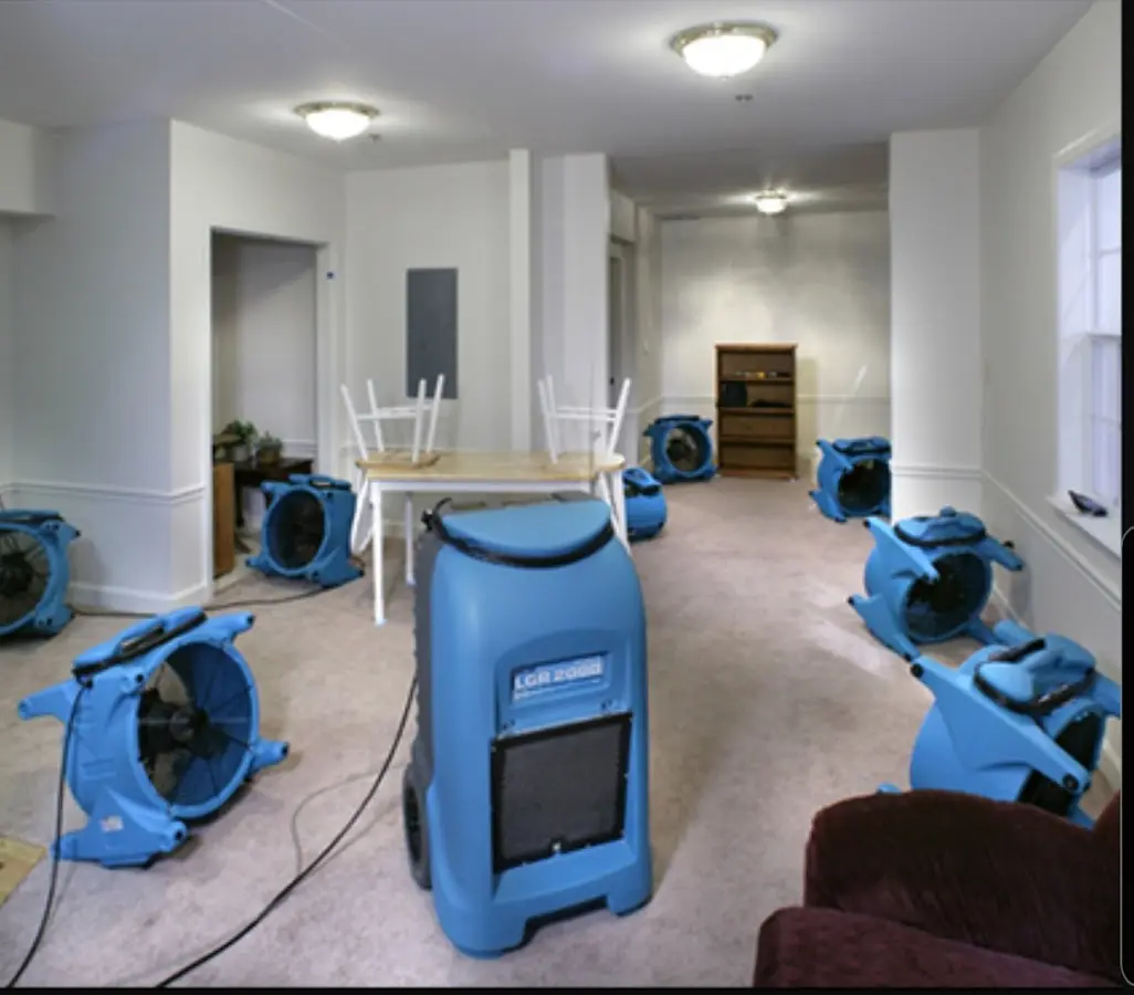 Air movers and dehumidifier setup for Water Extraction & Removal in Hazel Crest